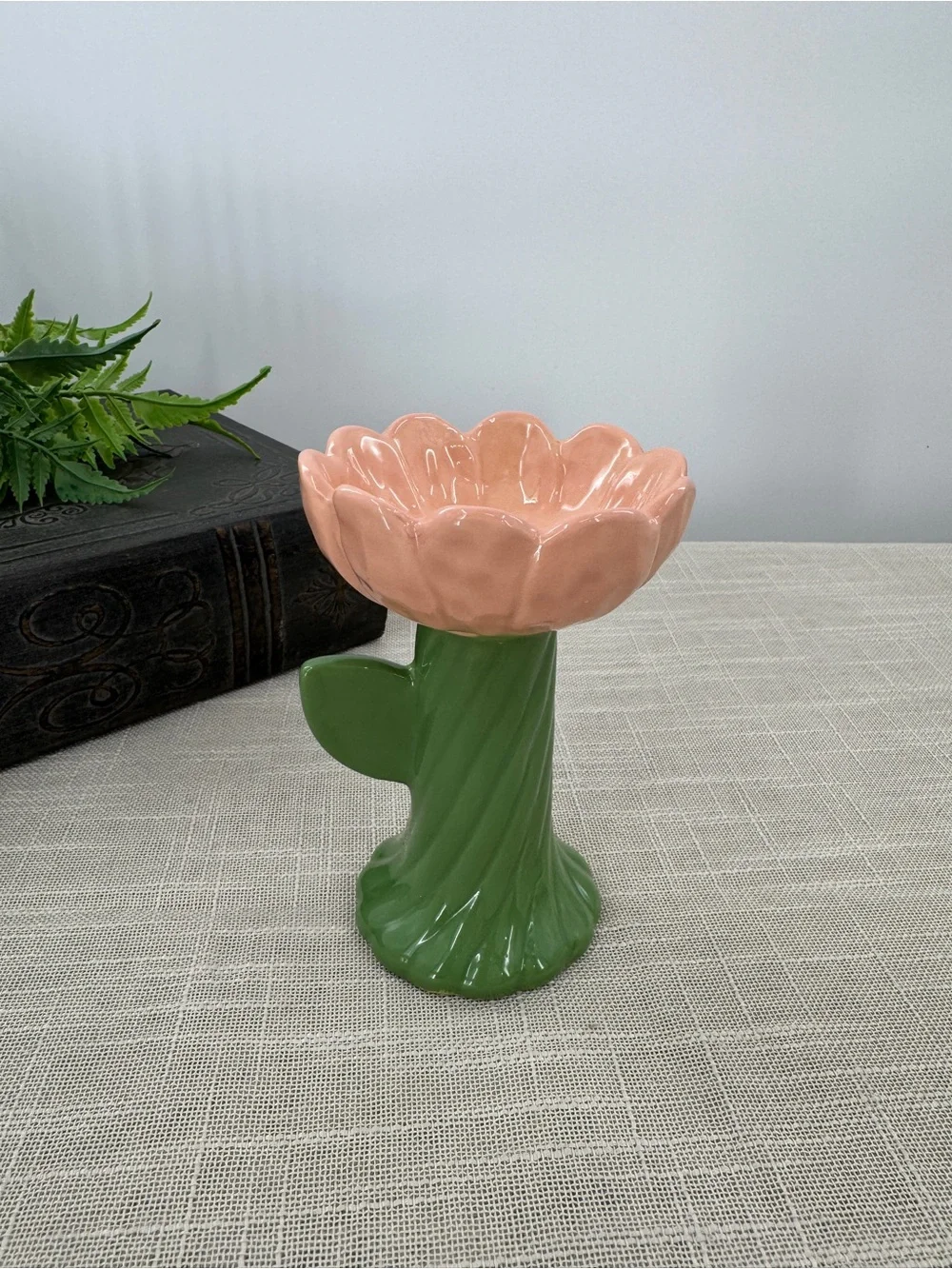 Pink Flower Candlestick Holder Cottagecore Floral Grandmacore